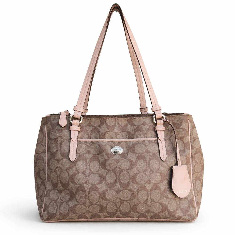 Coach Peyton Signature “Jordan Double Zip Carryall” Tote – Style F26187